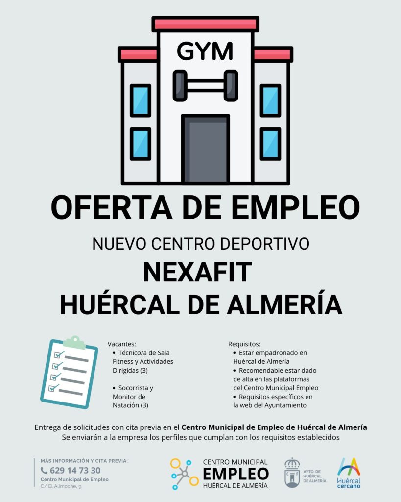 OFERTA DE EMPLEO  EN NEXAFIT CENTRO DEPORTIVO